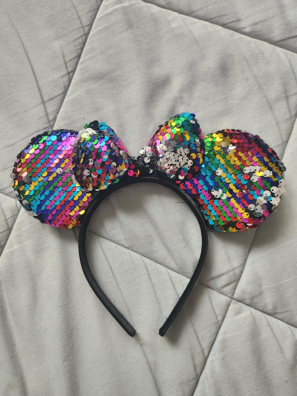 Kids Rainbow Sequin Mouse Ear Headband - Sparkling Multicolor